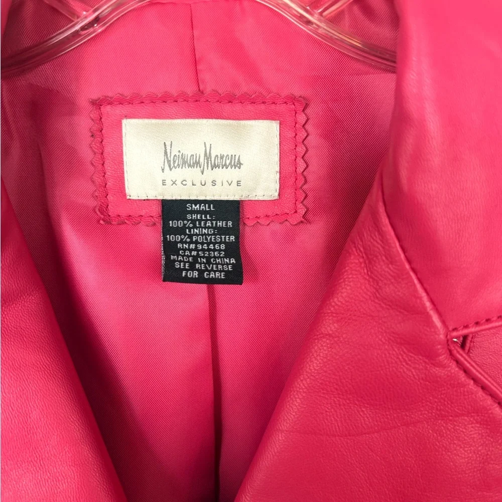 Neiman Marcus Pink Leather Jacket with Double Zipper Detail - Picture 3 of 7